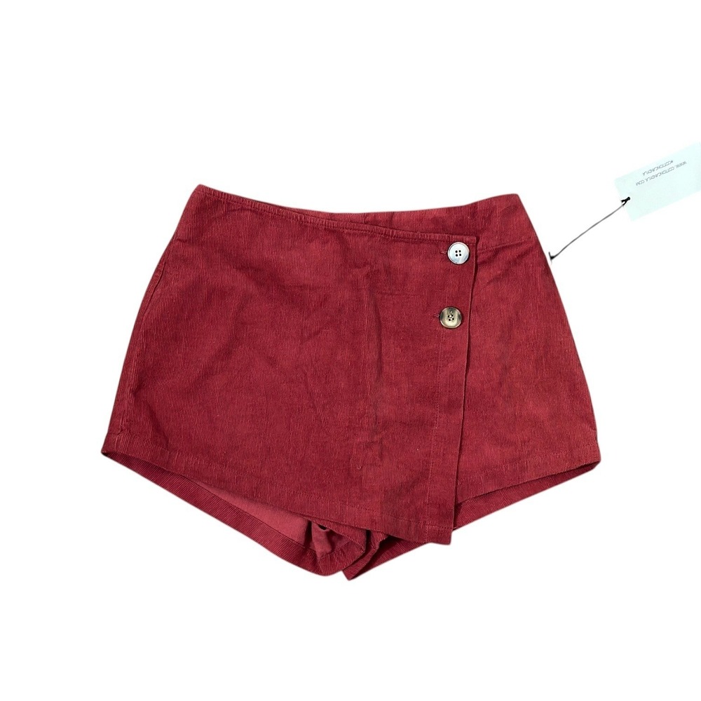Cotton Candy LA Retro Preppy 90s Style Corduroy Wrap Skort Burgundy Womens M NWT